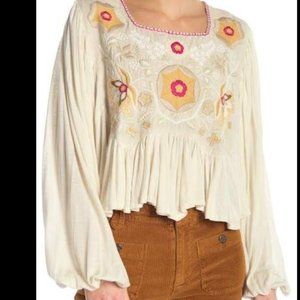 Free People Size S Embroidered Blouse